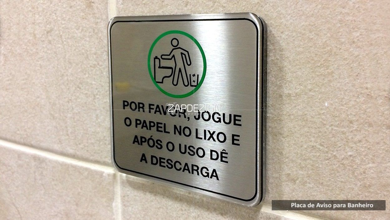 placa banheiro aco inox