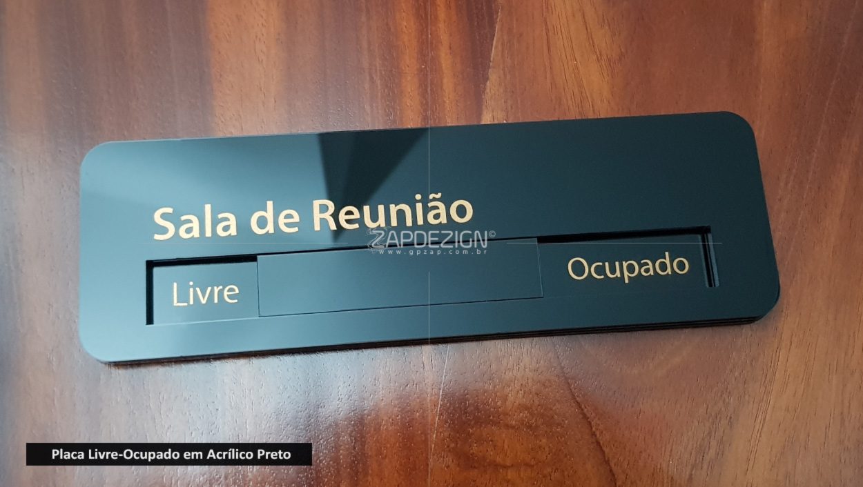 placa livre ocupado acrilico preto