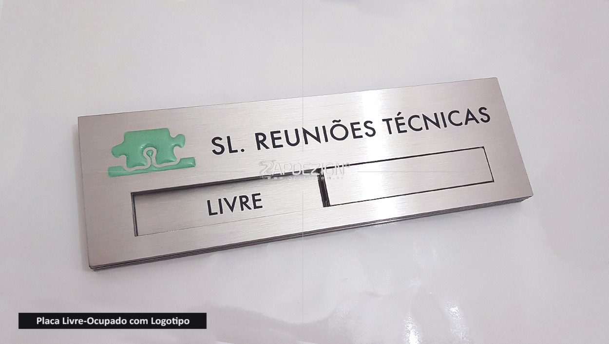 Placa livre-ocupado em aço inox